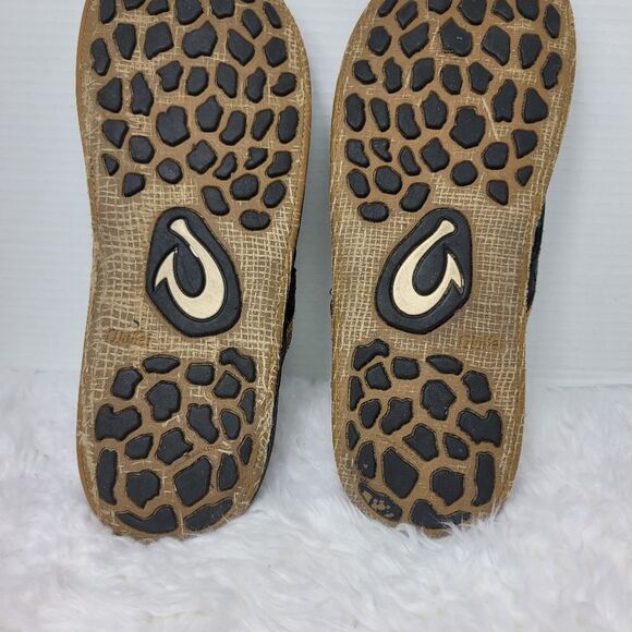 Olukai Kukui Men's Sandals Size 12 Black Leather Flip Flops Thongs Shoes - Picture 9 of 9